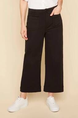 NEW RENUAR tencel wide-leg crop pants in black